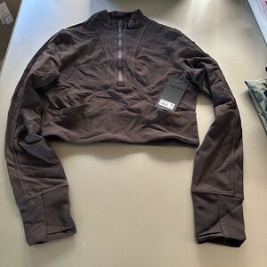 90 Degree By Reflex Chocolate Brown Zip-Up Top nwt size large